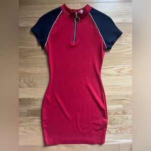 H&M mini red and navy dress